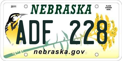NE license plate ADF228
