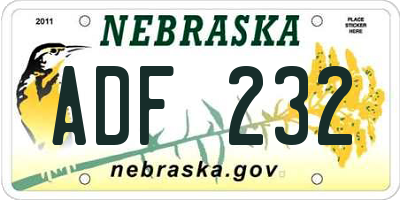 NE license plate ADF232