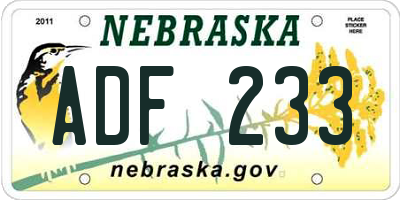 NE license plate ADF233