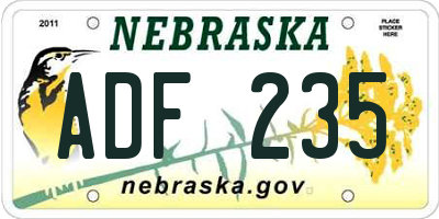 NE license plate ADF235