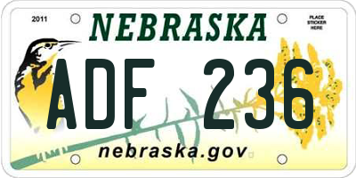 NE license plate ADF236