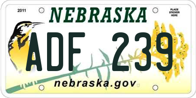 NE license plate ADF239