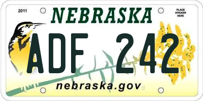 NE license plate ADF242