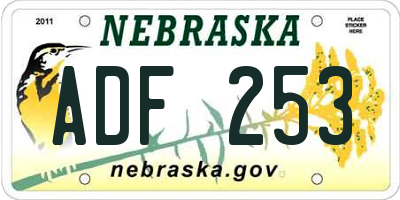 NE license plate ADF253