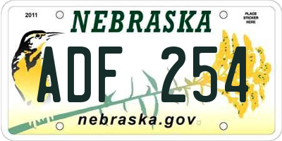 NE license plate ADF254