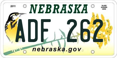 NE license plate ADF262