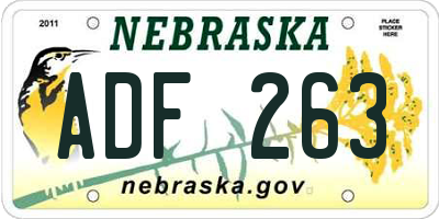 NE license plate ADF263