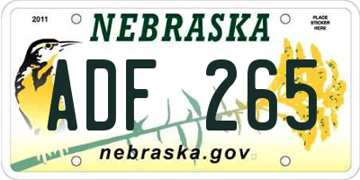 NE license plate ADF265