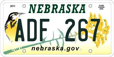 NE license plate ADF267