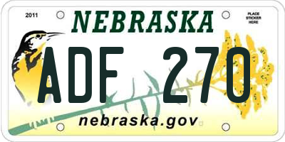 NE license plate ADF270