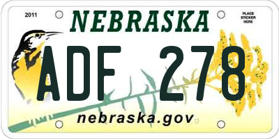 NE license plate ADF278