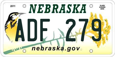NE license plate ADF279