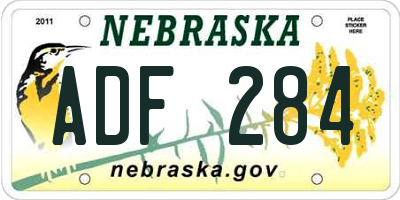 NE license plate ADF284