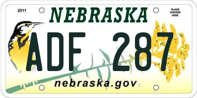 NE license plate ADF287