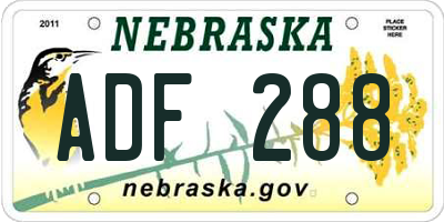 NE license plate ADF288