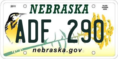 NE license plate ADF290