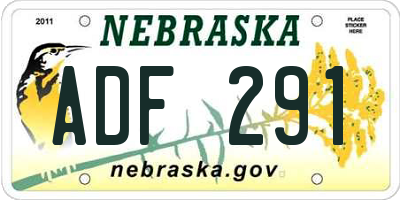 NE license plate ADF291