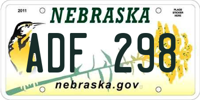 NE license plate ADF298