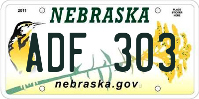 NE license plate ADF303