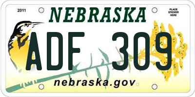 NE license plate ADF309