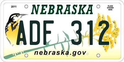 NE license plate ADF312