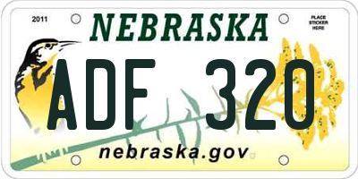 NE license plate ADF320