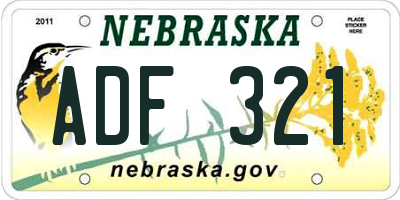 NE license plate ADF321