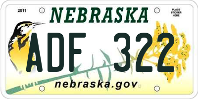 NE license plate ADF322