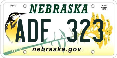 NE license plate ADF323
