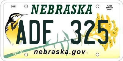NE license plate ADF325