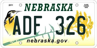 NE license plate ADF326
