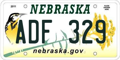 NE license plate ADF329
