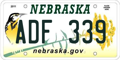 NE license plate ADF339