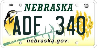 NE license plate ADF340