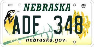 NE license plate ADF348
