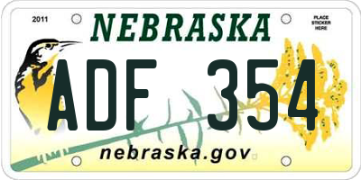 NE license plate ADF354
