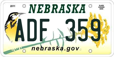NE license plate ADF359