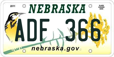 NE license plate ADF366