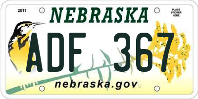 NE license plate ADF367