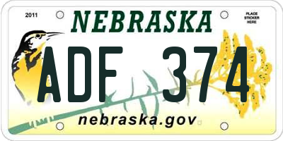 NE license plate ADF374