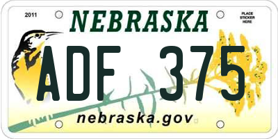 NE license plate ADF375
