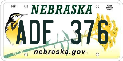 NE license plate ADF376