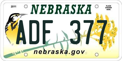 NE license plate ADF377
