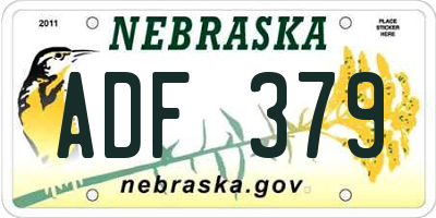 NE license plate ADF379