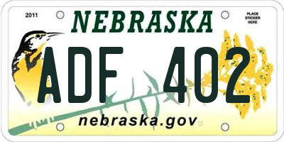 NE license plate ADF402