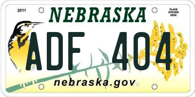 NE license plate ADF404