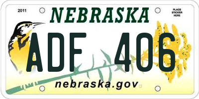 NE license plate ADF406