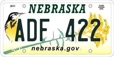 NE license plate ADF422