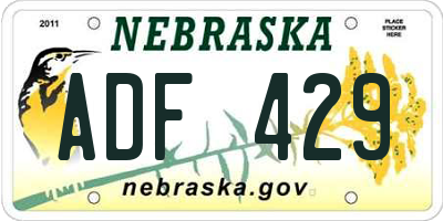 NE license plate ADF429