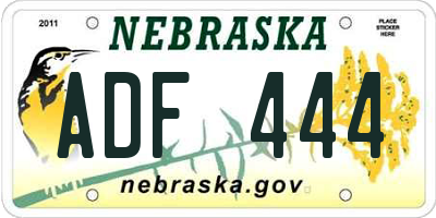 NE license plate ADF444